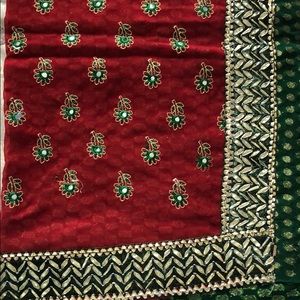 Rose and Wintergreen Colored Sari with Blouse